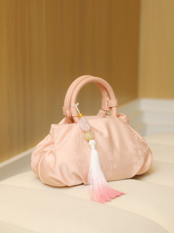 Елегантна вечерна чанта, Cloud Pack стил, форма dumpling-подобна, коприна, магнитно закопчаване, вътрешен джоб за телефон