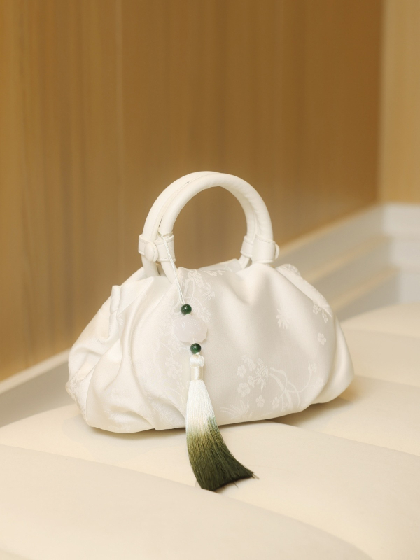 Елегантна вечерна чанта, Cloud Pack стил, форма dumpling-подобна, коприна, магнитно закопчаване, вътрешен джоб за телефон