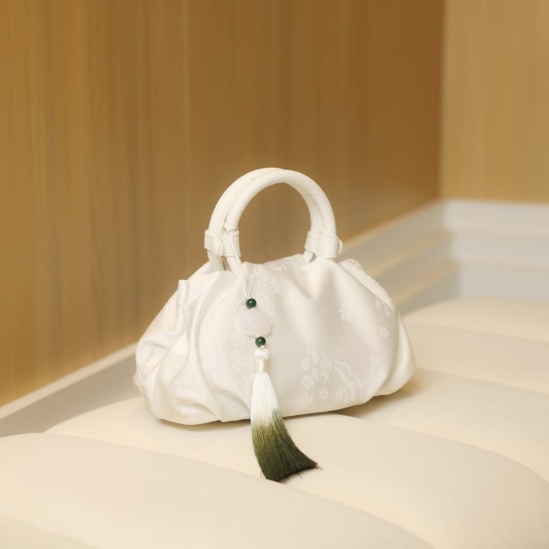 Елегантна вечерна чанта, Cloud Pack стил, форма dumpling-подобна, коприна, магнитно закопчаване, вътрешен джоб за телефон