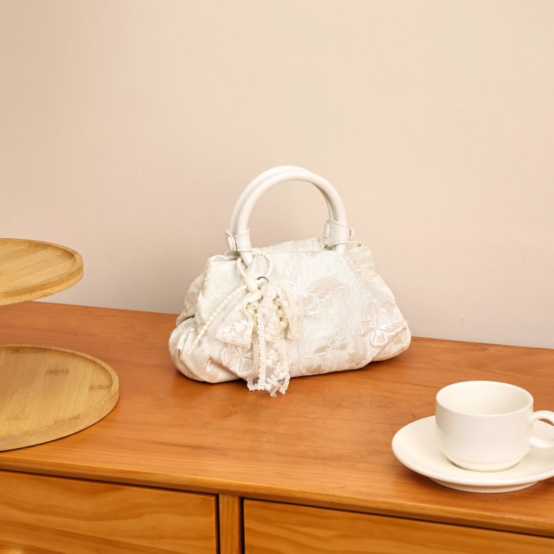 Елегантна вечерна чанта, Cloud Pack стил, форма dumpling-подобна, коприна, магнитно закопчаване, вътрешен джоб за телефон