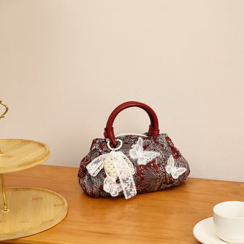 Елегантна вечерна чанта, Cloud Pack стил, форма dumpling-подобна, коприна, магнитно закопчаване, вътрешен джоб за телефон