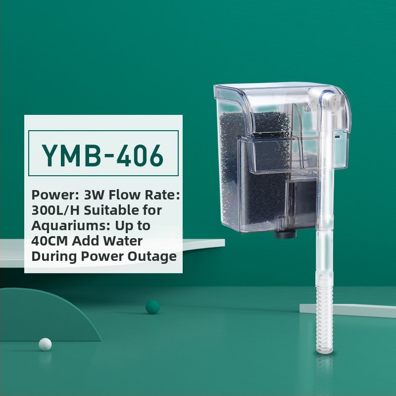 Yee Akváriumi Szűrőpumpa – Kicsi, Csendes Külső 3-in-1 Vízcsobogás Falra Szerelhető Oxigén- és Keringető Egység, Műanyag; Frissvíz Halak Számára; Modellek: YMB-401/403/404/405; Márka: Yee