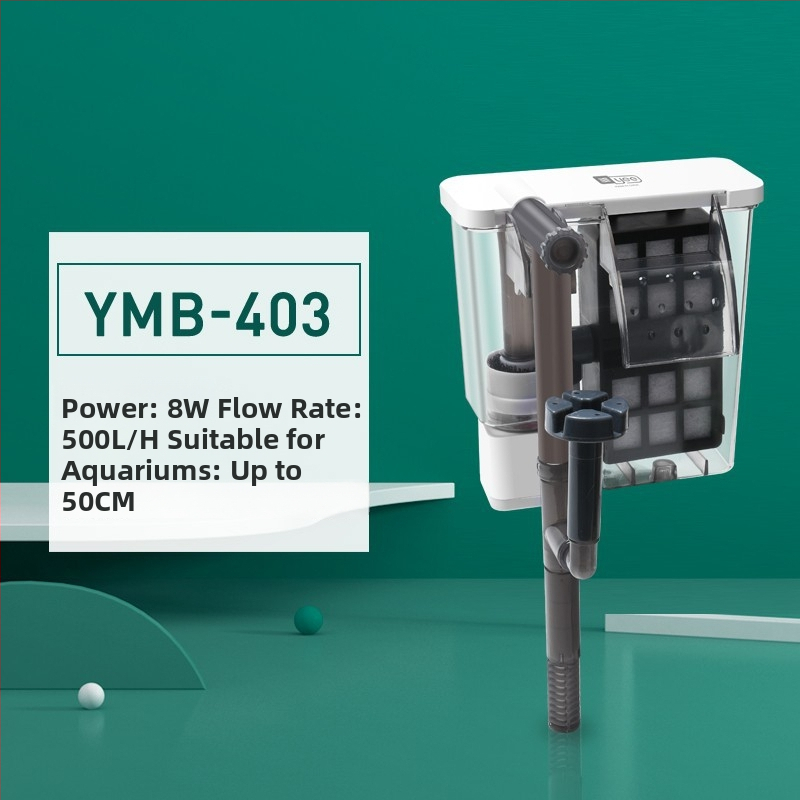 Yee Akváriumi Szűrőpumpa – Kicsi, Csendes Külső 3-in-1 Vízcsobogás Falra Szerelhető Oxigén- és Keringető Egység, Műanyag; Frissvíz Halak Számára; Modellek: YMB-401/403/404/405; Márka: Yee