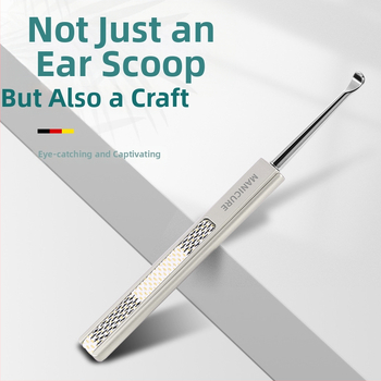Nerezová oceľová lyžička s jednou hlavou na čistenie ušného kanála, klasický tvar lyžičky