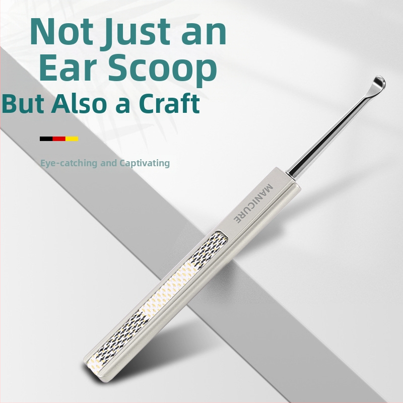 Nerezová oceľová lyžička s jednou hlavou na čistenie ušného kanála, klasický tvar lyžičky