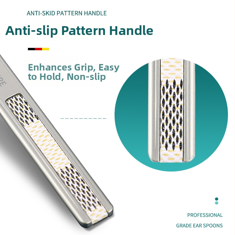 Nerezová oceľová lyžička s jednou hlavou na čistenie ušného kanála, klasický tvar lyžičky