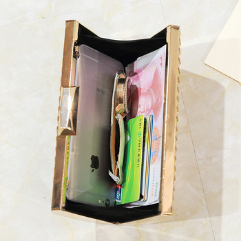 Večernja metalna clutch torbica, kvadratnog oblika, ručna izrada, zatvarač