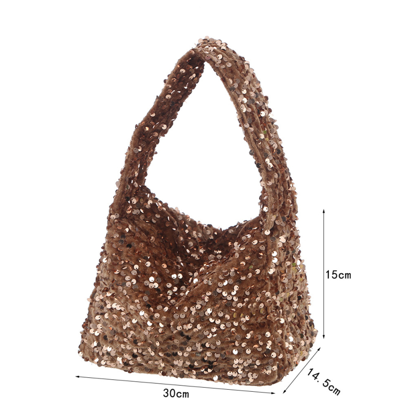 Женска чанта с пайети и презрамка от верига, вечерна чанта с хоризонтална квадратна форма, магнитно закопчаване, вътрешно отделение с цип