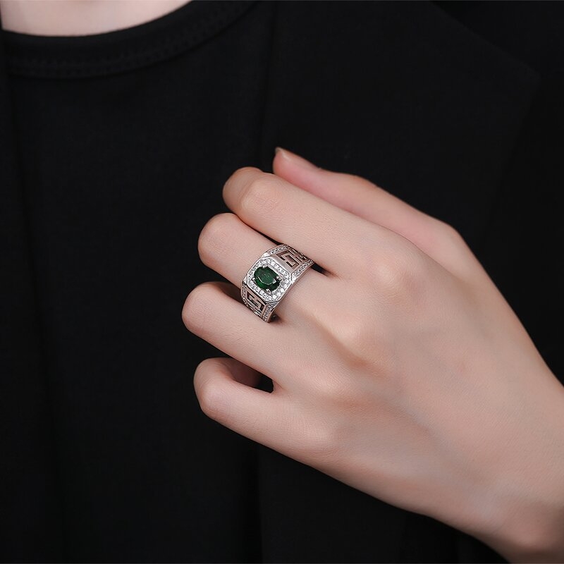 Muški prsten - geometrijski dizajn, bakar, elektroplatiranje, unisex stil, izlazi jeseni 2024