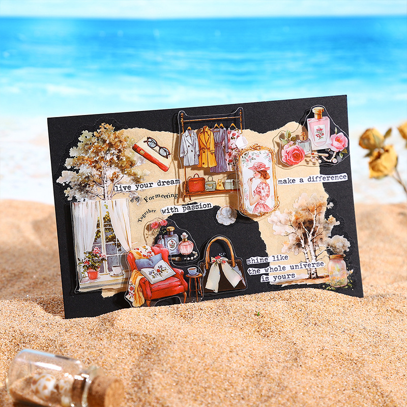 Good day PET албум със стикери, 20 листа, тема летни пейзажи, DIY наръчник