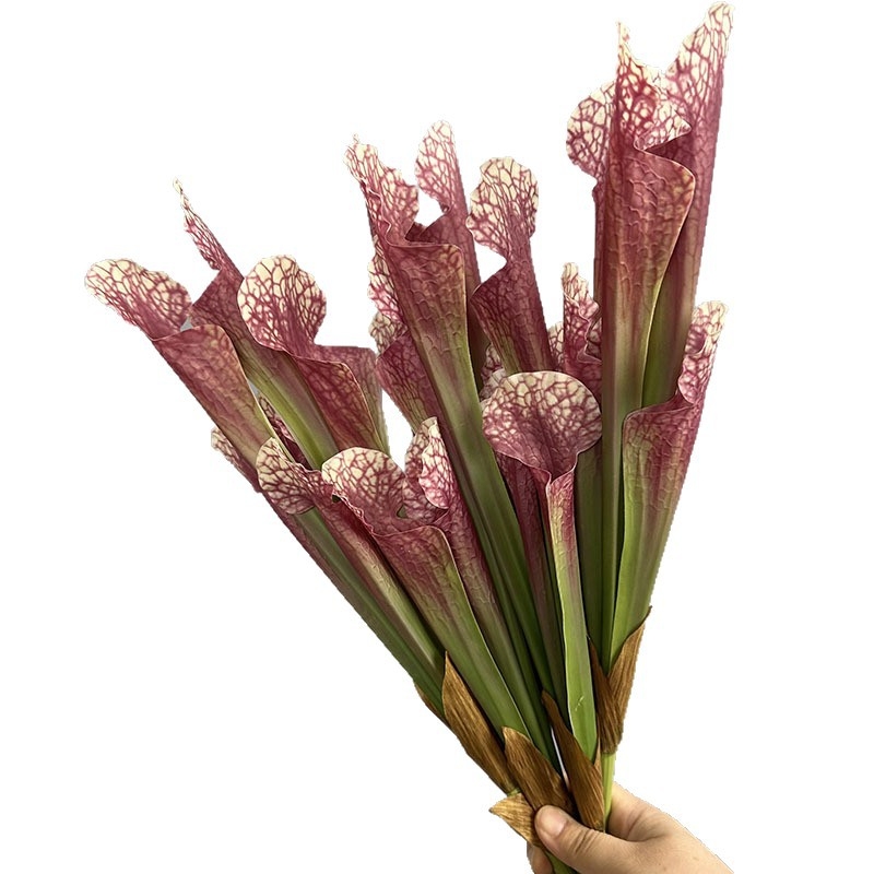 Selyemvirágokból készült csokor Nepenthes mesterséges növényi kiegészítőkkel, injekciós öntés és 3D nyomtatás által készítve, esküvőkre, kültéri helyszínekre, fotórekvizitumokra és otthoni dekorációra, független márka