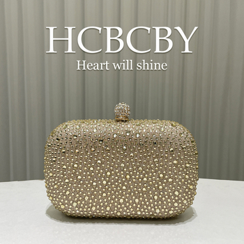 Ženska večernja clutch torbica s rhinestones, kutija stila, vodoravni kvadratni oblik, vanjski materijal poliester, unutarnja poliester podstava, zaključavanje bravom