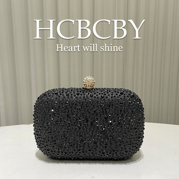 Ženska večernja clutch torbica s rhinestones, kutija stila, vodoravni kvadratni oblik, vanjski materijal poliester, unutarnja poliester podstava, zaključavanje bravom