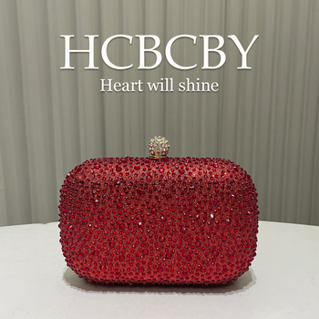 Ženska večernja clutch torbica s rhinestones, kutija stila, vodoravni kvadratni oblik, vanjski materijal poliester, unutarnja poliester podstava, zaključavanje bravom