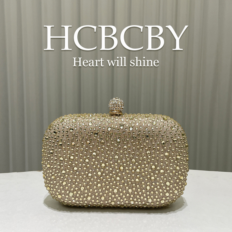 Ženska večernja clutch torbica s rhinestones, kutija stila, vodoravni kvadratni oblik, vanjski materijal poliester, unutarnja poliester podstava, zaključavanje bravom