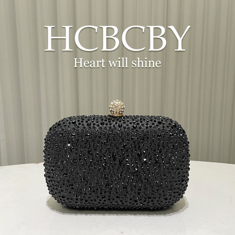 Ženska večernja clutch torbica s rhinestones, kutija stila, vodoravni kvadratni oblik, vanjski materijal poliester, unutarnja poliester podstava, zaključavanje bravom