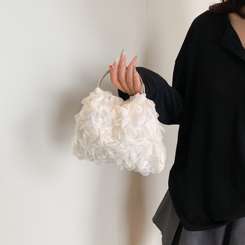 Вечерна чанта-клатч, стил улична мода, мрежеста материя, форма на черупка, магнитно закопчаване, лято 2025