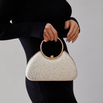 Večernja torbica, kutija stil, srcoliki oblik, PU materijal, polyester podstava