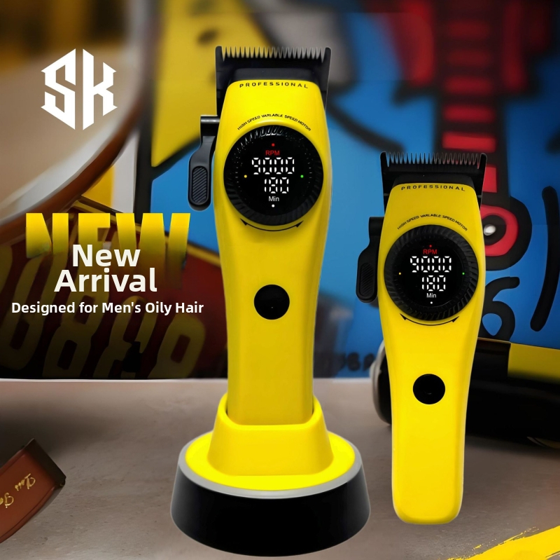 Подстригвач за коса със безчетков мотор, лезвие от титиева сплав, 21-степенна плавно стесняваща леза, 9000 RPM, вградена батерия 2000–4000 mAh