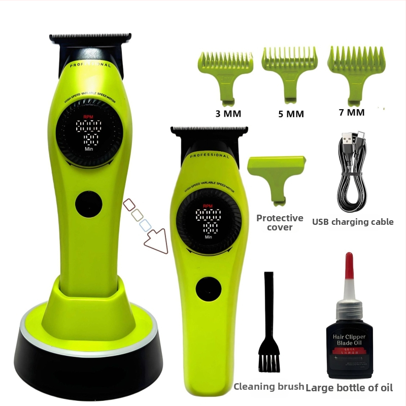 Подстригвач за коса със безчетков мотор, лезвие от титиева сплав, 21-степенна плавно стесняваща леза, 9000 RPM, вградена батерия 2000–4000 mAh