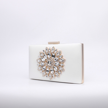 Večernja clutch s dijamantima – PU koža, kutijasti stil, ručna izrada, vodoravni kvadratni oblik, mehaničko zaključavanje