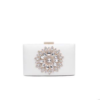 Večernja clutch s dijamantima – PU koža, kutijasti stil, ručna izrada, vodoravni kvadratni oblik, mehaničko zaključavanje