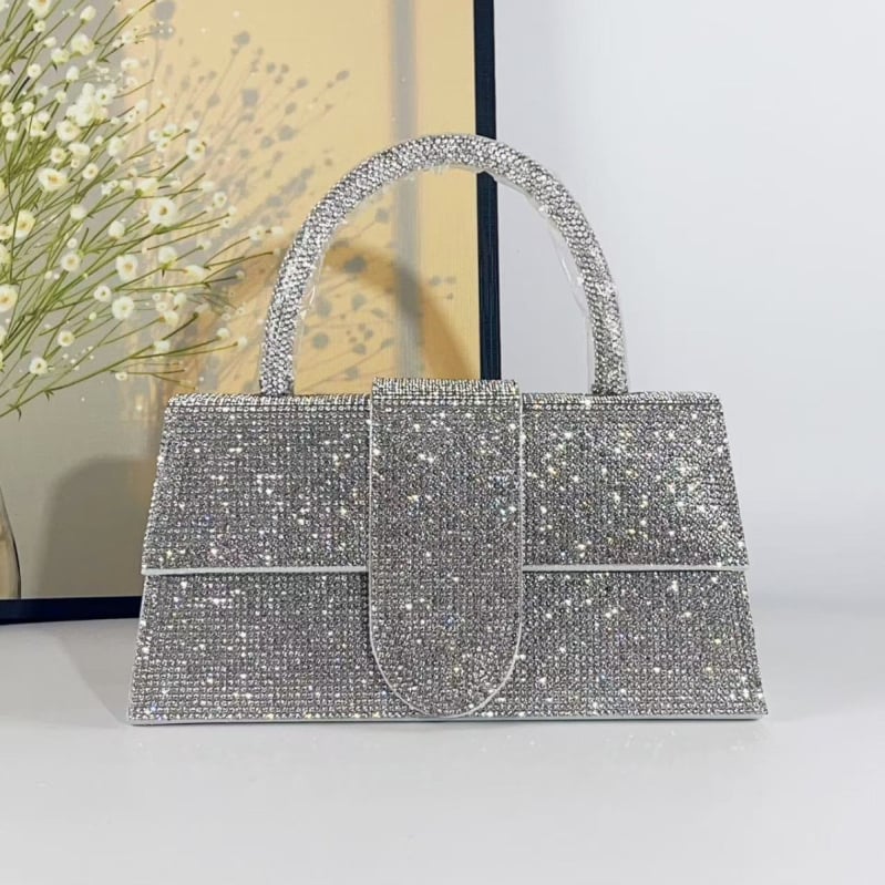Дамска чанта с диамантен патч, магнитно закопчаване, полиестерова подплата, за ежедневна употреба, Пролет 2025