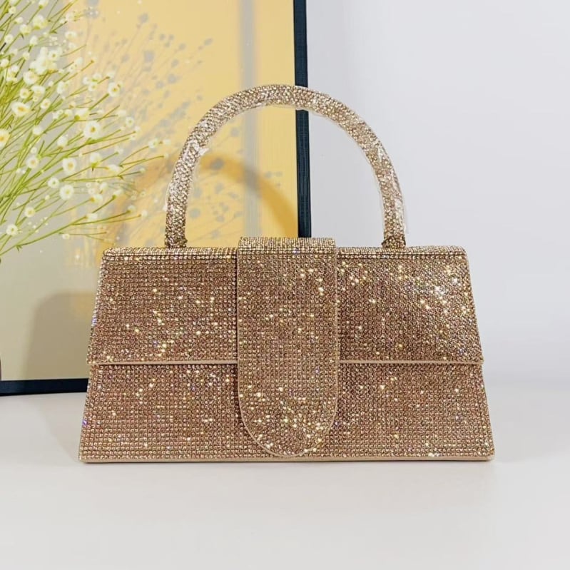 Дамска чанта с диамантен патч, магнитно закопчаване, полиестерова подплата, за ежедневна употреба, Пролет 2025