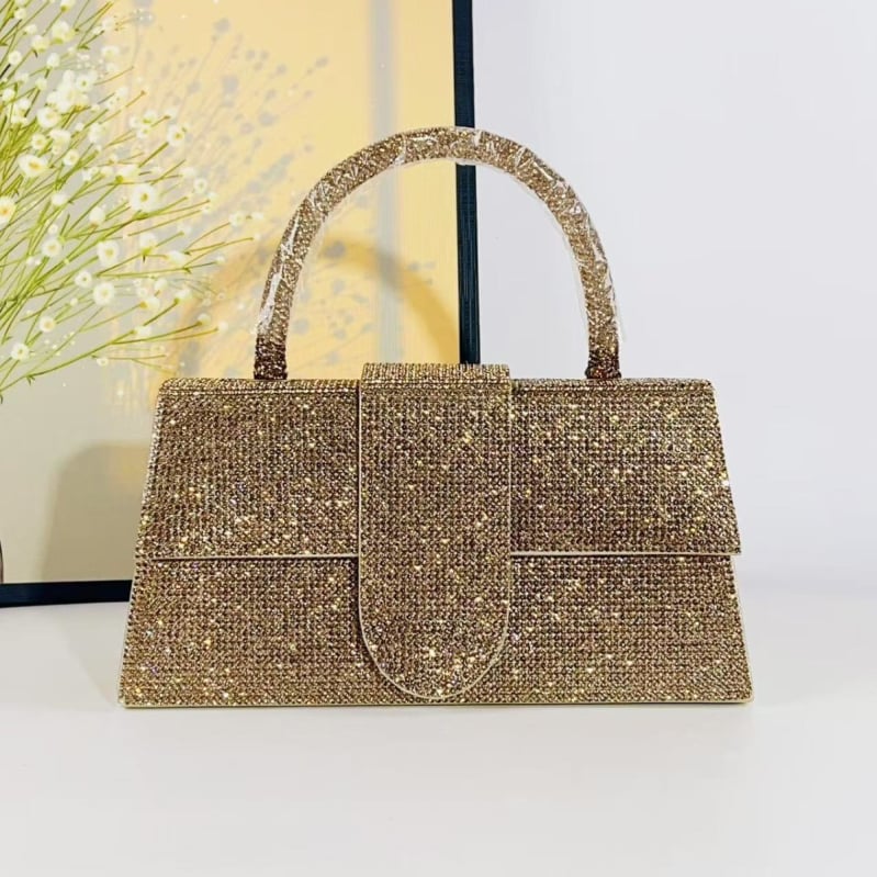 Дамска чанта с диамантен патч, магнитно закопчаване, полиестерова подплата, за ежедневна употреба, Пролет 2025