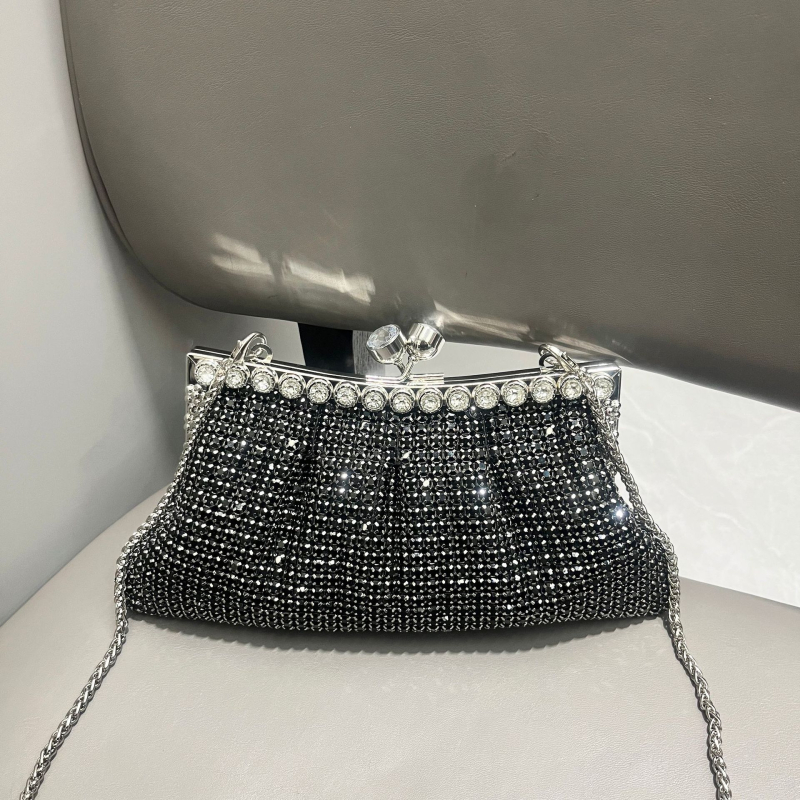 Večernja clutch torbica s lancem, školjkasti oblik, zatvaranje na klik, podstava od poliestera, stil Cloud Pack, za svakodnevnu upotrebu