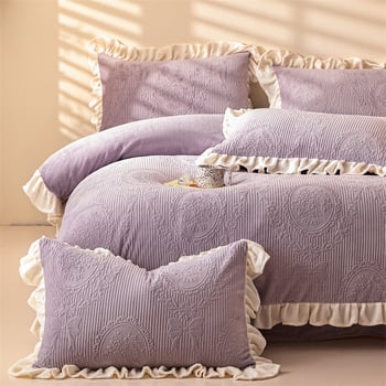 Milk Velvet Coral Fleece Jacquard szövésű Négy Részes ágyneműhuzatkészlet téli használatra