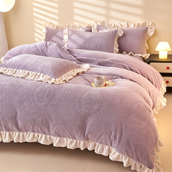 Milk Velvet Coral Fleece Jacquard szövésű Négy Részes ágyneműhuzatkészlet téli használatra