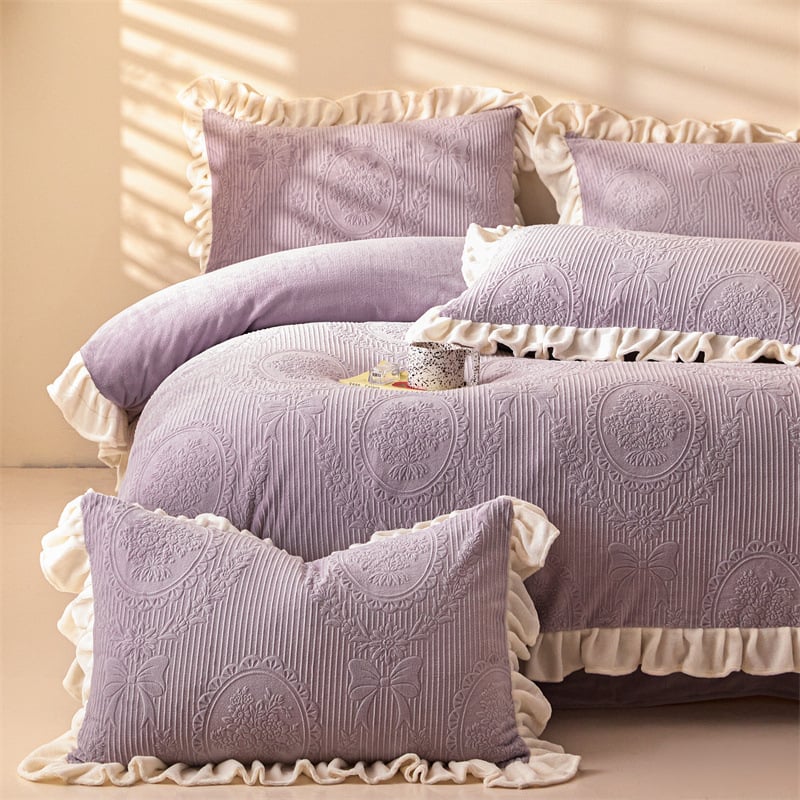 Milk Velvet Coral Fleece Jacquard szövésű Négy Részes ágyneműhuzatkészlet téli használatra