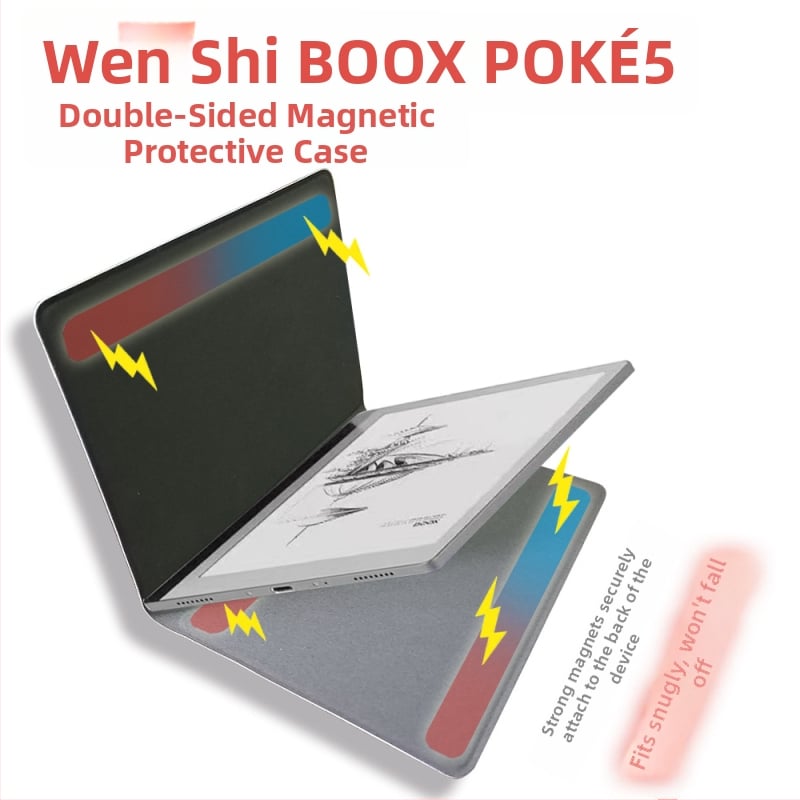 Boox Leaf 5 és Leaf 3 védőtok mágneses zárással, mikroszálas bőrrel, flip-top, üzleti stílus