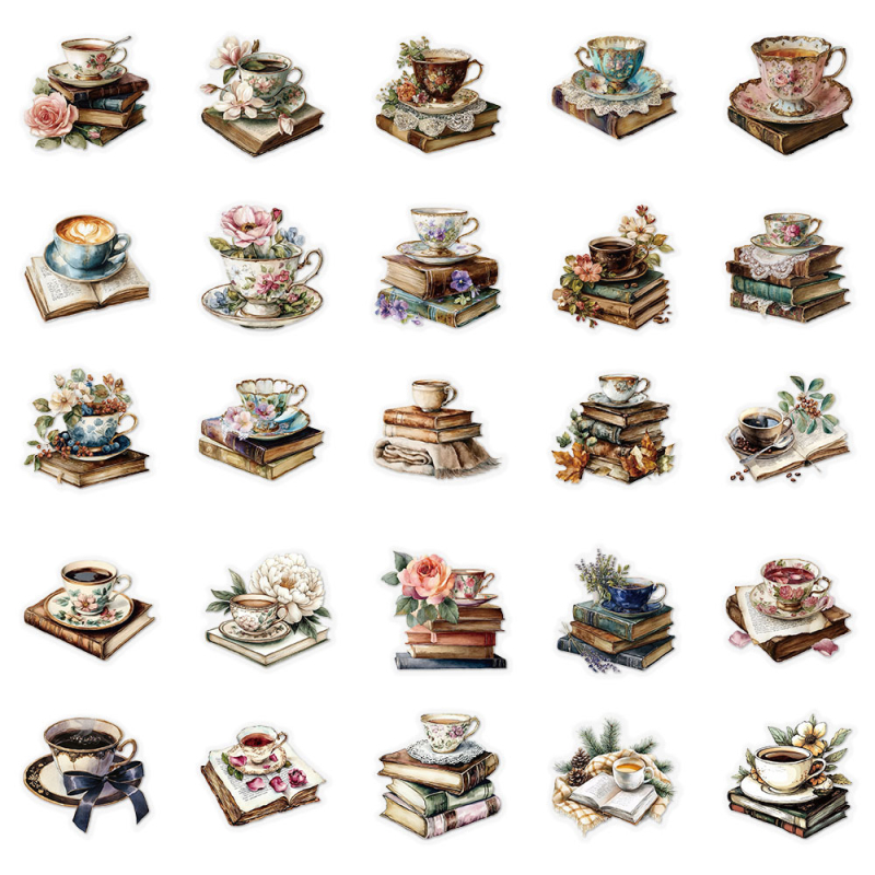 Σετ αυτοκόλλητων φύλλων – 50 φύλλα, ρετρό στυλ, διαφανή PET αυτοκόλλητα αδιάβροχα για θήκες κινητών και ποτήρια νερού