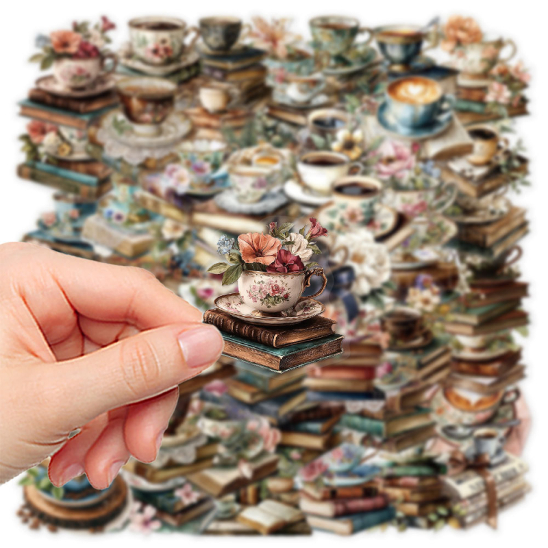 Σετ αυτοκόλλητων φύλλων – 50 φύλλα, ρετρό στυλ, διαφανή PET αυτοκόλλητα αδιάβροχα για θήκες κινητών και ποτήρια νερού