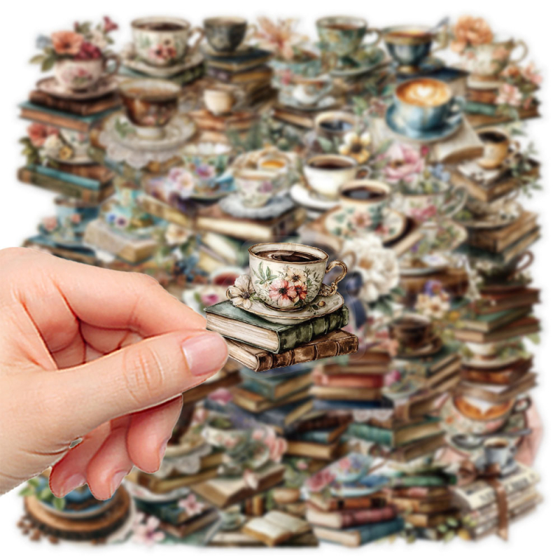 Σετ αυτοκόλλητων φύλλων – 50 φύλλα, ρετρό στυλ, διαφανή PET αυτοκόλλητα αδιάβροχα για θήκες κινητών και ποτήρια νερού