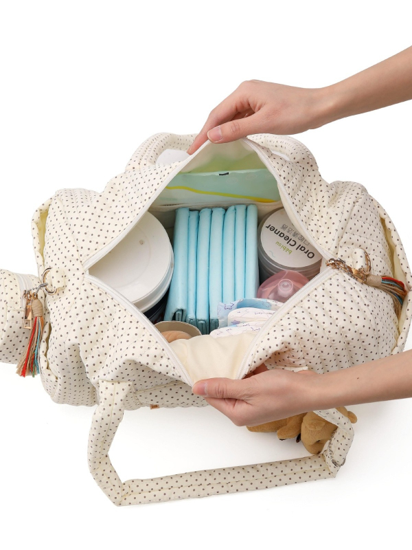 Geantă Boston de călătorie cu buzunar frontal și capac, dungi verticale, ușoară, capacitate 20–35L, material poliester-bumbac