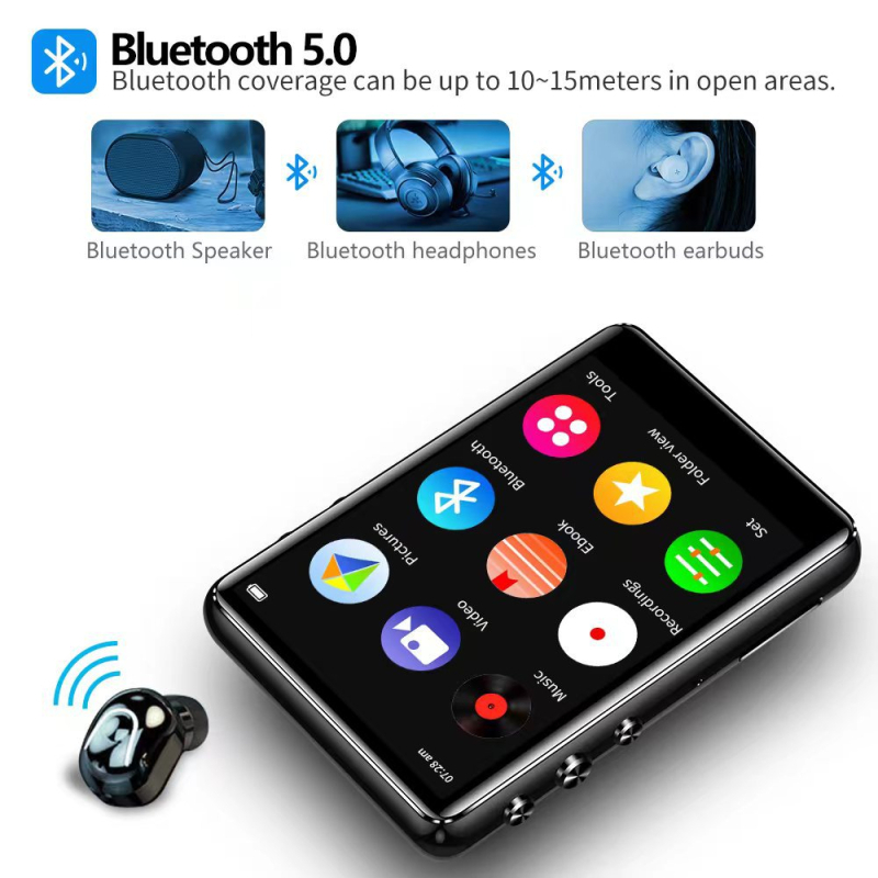 Φορητός MP3 player με Bluetooth και TF κάρτα | Υποστηρίζει MP3/OGG/FLAC/APE, AMV βίντεο, USB 2.0