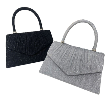 Ženska šljokičasta clutch torbica za večernje, vodoravni kvadratni oblik, magnetsko zatvaranje, poliester materijal i podstava, unutarnja ID džep i pretinac