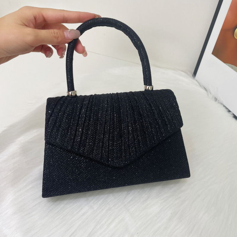 Ženska šljokičasta clutch torbica za večernje, vodoravni kvadratni oblik, magnetsko zatvaranje, poliester materijal i podstava, unutarnja ID džep i pretinac