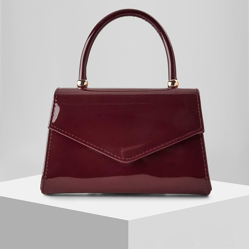 PU koža Flap clutch s lancem, horizontalna kvadratna večernja torbica s džepom za dokumente, poliesterska podstava, gradski minimalizam