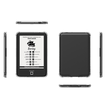 Boox c63/c67, Bering, Magellan, Faust, Darwin és Caesar számára védőtok — TPU, négyzetes légzsákkal és átlátszó kivitel, esés elleni védelem, tömeg 55 g
