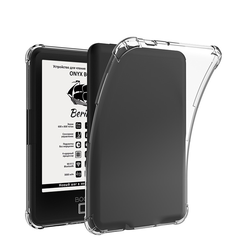 Boox c63/c67, Bering, Magellan, Faust, Darwin és Caesar számára védőtok — TPU, négyzetes légzsákkal és átlátszó kivitel, esés elleni védelem, tömeg 55 g
