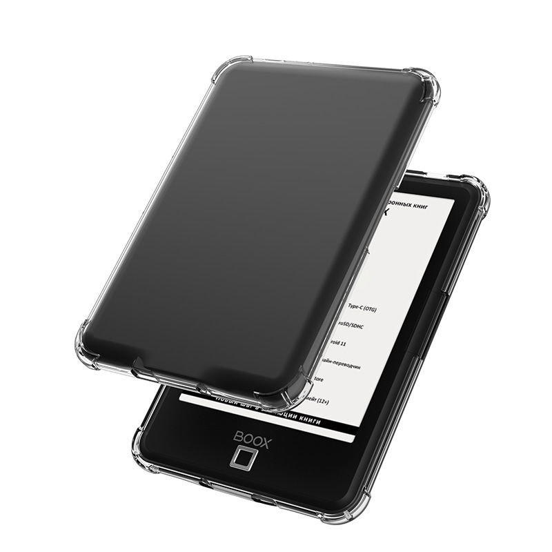 Boox c63/c67, Bering, Magellan, Faust, Darwin és Caesar számára védőtok — TPU, négyzetes légzsákkal és átlátszó kivitel, esés elleni védelem, tömeg 55 g