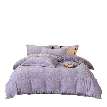 Tej-velúr ágyneműkészlet, négy darabos, jacquard quilt, növény mintázat, reaktív nyomtatás, súly 3000–3500 g, hercegnő stílus