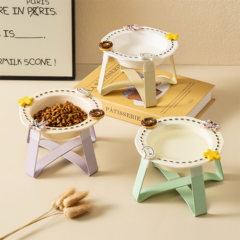 Anmeixi Κεραμικό μπολ γάτας με μη ολισθηρή προστασία αυχένα και ανυψωμένη βάση – μπολ φαγητού και νερού για γάτες