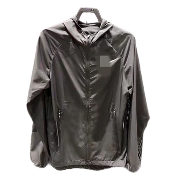 Férfi sportos széldzseki – kapucnis, V-nyakú, gyorsan száradó, szélálló, lenvászon–spandex keverék (80%)