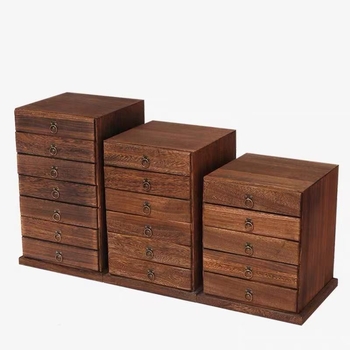 Ξύλινο κουτί τσαγιού με συρταρωτό, πολυεπίπεδο δίσκο τσαγιού, χωρητικότητα 18 L, μοντέλο 121, σετ 12 τεμαχίων