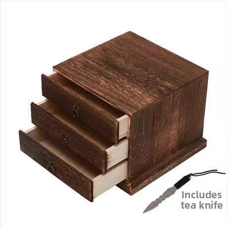 Ξύλινο κουτί τσαγιού με συρταρωτό, πολυεπίπεδο δίσκο τσαγιού, χωρητικότητα 18 L, μοντέλο 121, σετ 12 τεμαχίων